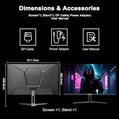 SANSUI 27 Inch WQHD 2560 x 1440 IPS Gaming Monitor, 180Hz 1ms Computer Monitor, DP 1.2 x2 | HDMI 2.0 x2 | VESA Mount, 120% sRGB HDR Eye Care Metal Stand (DP Cable Included) - Image 9