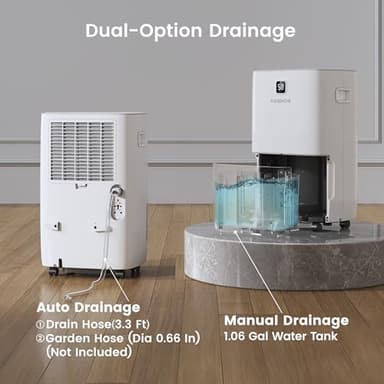 Kesnos 80 Pints Energy Star Dehumidifier for Home & Basement with Drain Hose, Front LED Display and 1.06 Gal Water Tank, Ideal for Spaces up to 5,500 Sq. Ft., Featuring Auto Defrost & Timer Function - Image 5