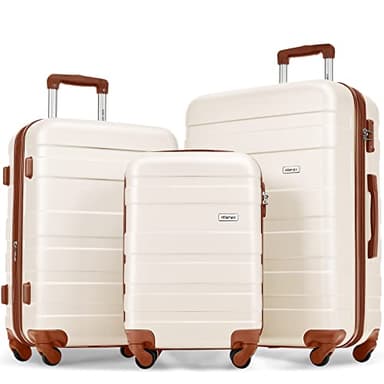 Merax Luggage 3 Pcs ABS Hardside Luggage Sets TSA Lock Spinner Wheel Suitcases - Image 1