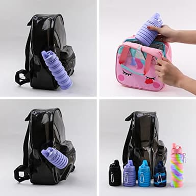 MAKERSLAND Collapsible Water Bottle for Adults, Boys, Students, Kids, Reusable Silicone Foldable Water Bottles for Travel Camping Hiking, Portable Sports Water Bottle, Purple - Image 6