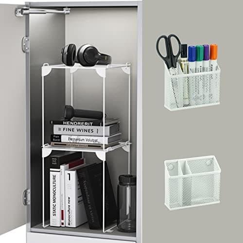 Neudeoc Locker Organizer and Accessories Kit, Includes Mesh Locker Shelf and Magnetic Pen Holder, Suitable for School, Work, Kitchen and Bathroomn (Pack of 4, White) - Image 1