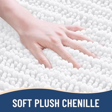Arotive Luxury Chenille Bathroom Rug Mat, Extra Soft Thick Absorbent Shaggy Bath Rugs, Non-Slip Machine Wash Dry, Plush Bath Mats for Bathroom, Shower and Tub, 24x16, White - Image 3