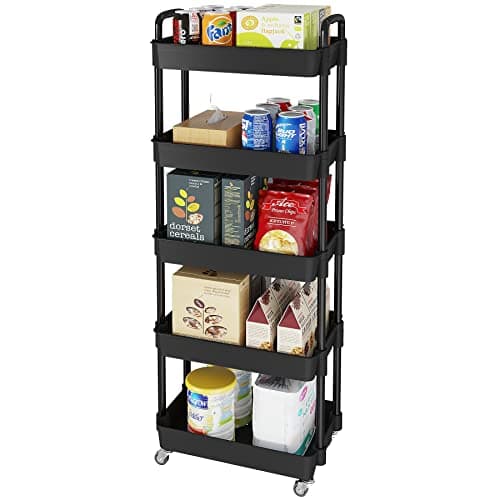 Laiensia Storage Cart,Multifunction Utility Rolling Cart Kitchen Storage Organizer,Mobile Shelving Unit Cart with Lockable Wheels for Bathroom,Laundry,with Classified Stickers - Image 1