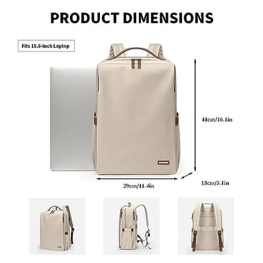 Stylish Laptop Backpack for Women Airline Approved Perfect for Work College and Travel Multi-Functional Casual Daypack Fits 15.6 Inch Notebook (Apricot) - Image 4