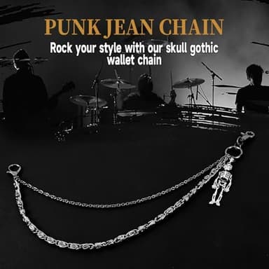 ZEKEE Skeleton Wallet Chain Biker Jean Pocket Chain Unisex Pant Trouser Skull Chain for Men - Image 6