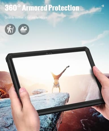 MoKo Case Fit Galaxy Tab A9 Plus 11-Inch 2023 (SM-X210/X216/X218), Shockproof Full Body Rugged Stand Back Cover Built-in Screen Protector Fit Galaxy Tab A9+ 11" 2023, Black - Image 7