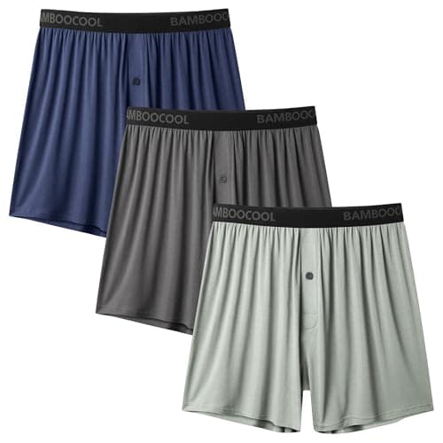 BAMBOO COOL Men's Boxer Shorts Underwear Soft Comfortable Breathable Classic Casual Loose Stretch Knit Short (3 Pack), X-Large - Image 1