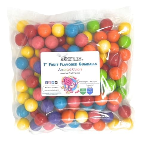 YANKEETRADERS Assorted Fruit Flavored Gumballs 1", 2 Pounds Bulk - Image 1