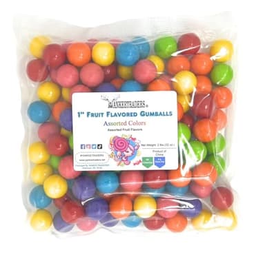 YANKEETRADERS Assorted Fruit Flavored Gumballs 1", 2 Pounds Bulk - Image 1