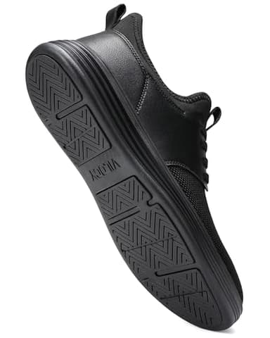 VILOCY Mens Slip On Casual Dress Shoes Hands Free Fashion Sneakers Mesh Tennis Walking Shoes Comfortable Work Shoes Breathable Lightweight Non Slip All Black,EU44 - Image 2