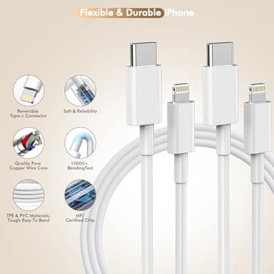 [Apple MFi Certified]10FT Fast iPhone Charger,Extra Long Apple Charger Fast Charging 2Pack USB C Charger Block Plug + 10Foot Lightning Cable Cord for iPhone 14/Pro/Pro Max/Plus/13/12/11/XS/XR/X/SE2022 - Image 6