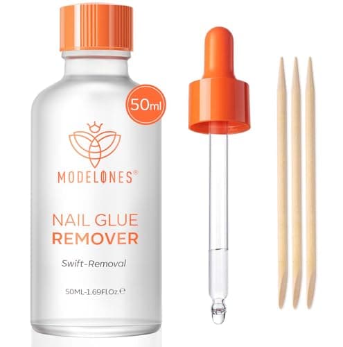 Modelones 50 ML Nail Polish Glue Remover for Press On Nails, Upgrade Clear Stick On Nails Remover for Acrylic Tips, Nail Polish Remover with Wood Stick - Image 1