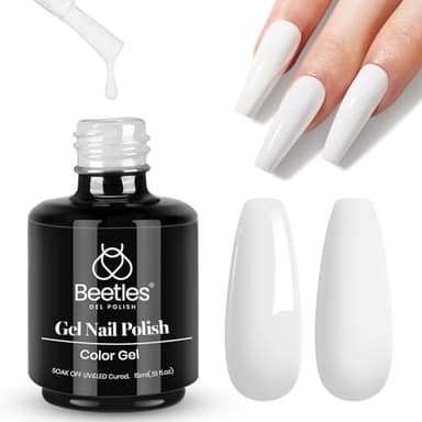 Beetles White Gel Nail Polish,15ml Fall Soak Off UV Gel Polish French Nail Art Manicure Salon DIY Design at Home Gift for Women - Image 1