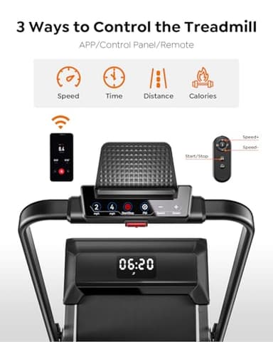 Acezoe Walking Pad Treadmill with Incline and Handle Bar, 2 in 1 Folding Treadmills for Home Small Office, 300lbs Portable Compact Under Desk Treadmill with Remote Control, LED Display and Apps - Image 5
