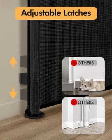 Retractable Baby Gate for Stairs & Doorways, 55" Wide x 33.6" Tall Easy Installation Mesh Dog Gate for Indoor & Outdoor Use,Pet and Dog Safety Gate for Hallways(Black) - Image 5