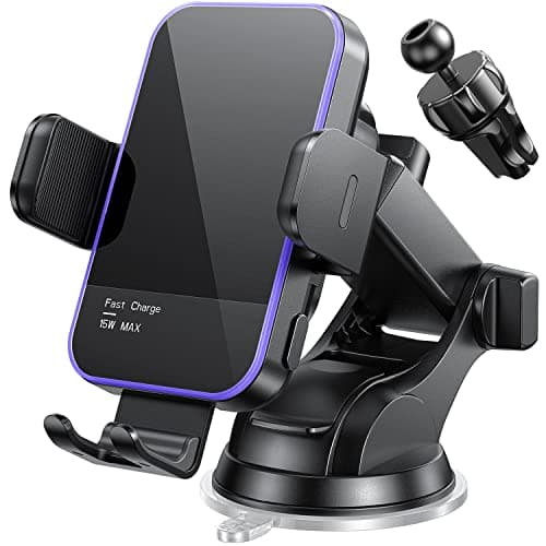 Wireless Car Charger,【7 Colored RGB Backlit】 Mosurr 15W Auto Clamping Phone Holders for Your car fit for iPhone 16 15 14 Mini Pro Max, Samsung Galaxy S25 Ultra S24 S23+, etc, Fathers Day for Gifts - Image 1