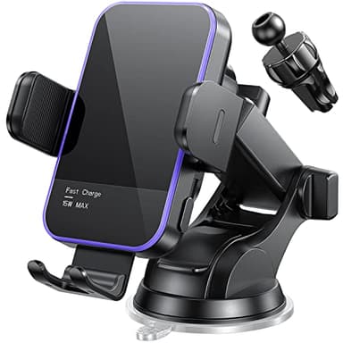 Wireless Car Charger,【7 Colored RGB Backlit】 Mosurr 15W Auto Clamping Phone Holders for Your car fit for iPhone 16 15 14 Mini Pro Max, Samsung Galaxy S25 Ultra S24 S23+, etc, Fathers Day for Gifts - Image 1