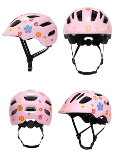 XJD Toddler Helmet Kids Bike Helmet Baby Multi-Sport Adjustable Skateboard Helmet for Kids Boys Girls Infant Lightweight for Age 1 and Older (Pink Flowers, X-Small: 18.11"-20.08" / 46-51 cm) - Image 2