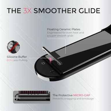 TYMO Flat Iron Hair Straightener Brush 2 in 1, 200M Ions Hair Straighteners for Women, Ceramic Dual Voltage Straightening Hot Comb for Anti-Frizz Straights, Waves, Curls, 3X Less Heat Damage, Black - Image 5