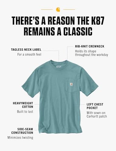 Carhartt Men's Big & Tall Loose Fit Heavyweight Short-Sleeve Pocket T-Shirt, Summer Blue Heather - Image 2