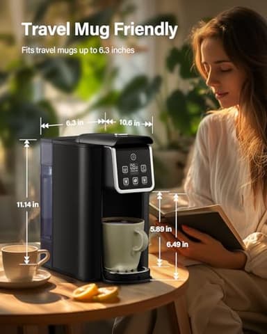 SHARDOR Single Serve Coffee Maker 2.0, Hot and Iced Coffee Machine for K Cup Pods & Ground Coffee, 6 to 14 oz Brew Sizes, 50 oz Removable Water Tank, Bold Brew Setting, Stainless Steel, Black - Image 6