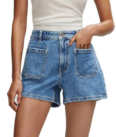 onlypuff Denim Shorts for Women Summer Blue Jean Shorts High Waisted Denim Shorts Distressed Ripped Jean Shorts Mid Rise M - Image 1