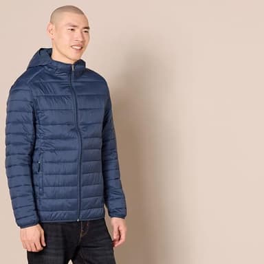 Amazon Essentials Men's Lightweight Water-Resistant Packable Hooded Puffer Jacket, Navy, Large - Image 2