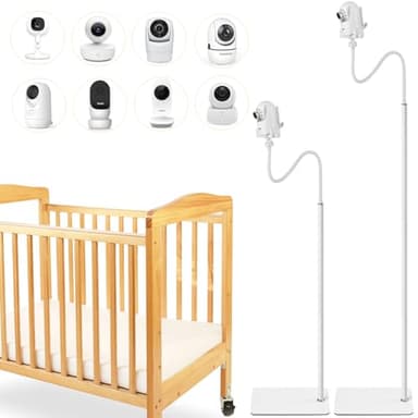 iTODOS Baby Monitor Floor Stand Holder Mount compatible with Infant Optics DXR-8 Pro,Nanit Pro & Flex Stand,VTech VM819/VM901,HelloBaby,Momcozy,eufy,Motorola,Owlet, Keep Baby Away from Touching - Image 1