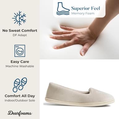 Dearfoams Women's Rebecca Lightweight Cozy Memory Foam Closed Back Slipper with Wide Widths, Pewter Velour, 9-10 - Image 5