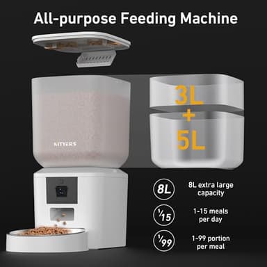 Automatic Dog & Cat Feeder with Camera & WiFi – 8L/34 Cups, 1080P Night Vision, 2.4 & 5G WiFi, 2-Way Talk, 10s Voice Recording, Timed Food Dispenser, Up to 99 Portions, 15 Meals Per Day - Image 2