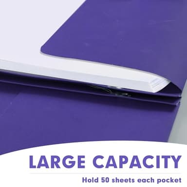 Two Pocket Folders, RAZCC 75 Pack Two Pocket Folders with Prongs, 3 Prong Folders Fit Letter Size Paper, Pocket File Folders for School Office Home Business, Purple - Image 6
