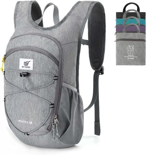 SKYSPER 15L Foldable Hiking Backpack Lightweight Packable Travel Daypack with Chest Strap Small Outdoor Folding Back Pack Collapsible Bag for Women Men (Grey) - Image 1