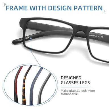 JAWSOCK 4 Pack Reading Glasses Blue Light Blocking for Men Women,Rectangular Frame Computer Readers with Spring Hinge,Reading Glasses for Men Women，Anti Eyestrain/UV Ray Eyeglasses (1.75x) - Image 8