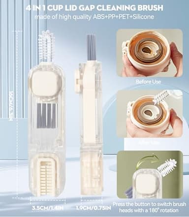 VIDONIO 4 in 1 Bottle Gap Cleaning Brush - 2 PCS Multifunctional Cup Lid Cleaning Tools, Mutipurpose Tiny Silicone Cup Holder Cleaner Nipple Cleaning Brush, Home Kitchen Cleaning Tools - Image 4