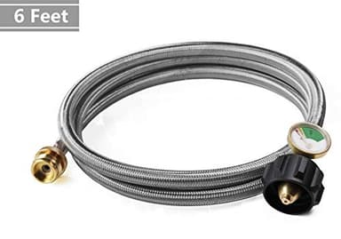 DOZYANT 6 Feet Stainless Braided Hose Adapter With Tank Gauge, 1 lb to 20 lb Propane Converter for Stove, Tabletop Grill and More 1lb Portable Appliance - Image 3