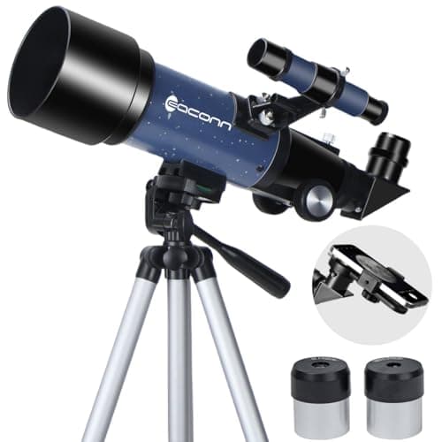 Telescopes, Telescope for Kids and Adults Beginners, 70mm Aperture 400mm Focus Length Refractor Travel Telescope with AZ Mount for Observe The Moon and Landscape (Blue)