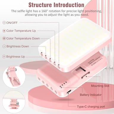 ALTSON 60 LED Portable Selfie Light Video Conference Lighting with Clip & Camera Tripod Adapter Rechargeable 2200mAh CRI 97+, 9 Light Modes for Phone iPhone Webcam Laptop Photo Makeup - Image 4