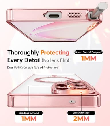 Meifigno Magnetic Case with Removable Phone Ring Stand for Samsung Galaxy S25 Ultra, [Glitter Card & Wrist Strap] [MagSafe Compatible] [Built in Mirror] Phone Ring Stand + Phone Case Kit, Rose Gold - Image 4