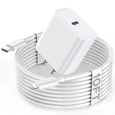 Apple Fast Charger, 10FT Extra Long Fast iPhone Charger Travel Plug Adapter Super Quick Apple Charging USB C Wall Charge Block with 10Foot Lightning Cable Cord for iPhone 14/13/12/11/X/XR/SE2022/iPad - Image 1