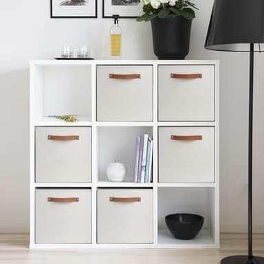 Large Storage Cubes, 6 Pack Collapsible Cube Storage Bins With Handles for Organizing, Beige Fabric Closet Organizers Box for Playroom, Office, Dorm Home Organization and Storage Beige 11"x 11" - Image 4