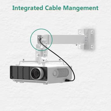WALI Projector Mount Ceiling/Wall - Universal 3-in-1 Bracket with Extension Pole, Height Adjustable Holder for LCD/DLP Projectors, Supports up to 44lbs, White (PM-003-W) - Image 6