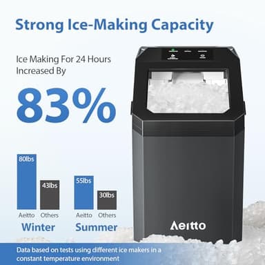 Nugget Ice Maker Countertop, Self-Cleaning with Stainless Steel Housing Ice Machine for Home Office and Party, Black - Image 2