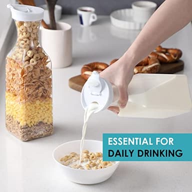 NETANY Plastic 50 Oz Water Carafe with Flip Top Lid, Set of 2 Square Base Juice Containers, Clear Plastic Pitcher - for Water, Iced Tea, Juice, Beverage, Cold Brew and Mimosa Bar - HAND WASH ONLY - Image 5