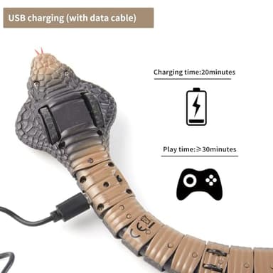 Remote Control Snakes Realistic Rc Snake Prank Cobra Rechargeable Smart Sensing Cat Toy with Infrared Controller Reptile Toys, Robot Snake Toys for Boys Ages 6 & Up, Stocking Stuffers for Kids 8-12 - Image 6