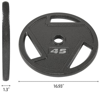 Fitvids Olympic 2-Inch Cast Iron Plate Weight Plate for Strength Training and Weightlifting, 45-Pound, Pair - Image 2