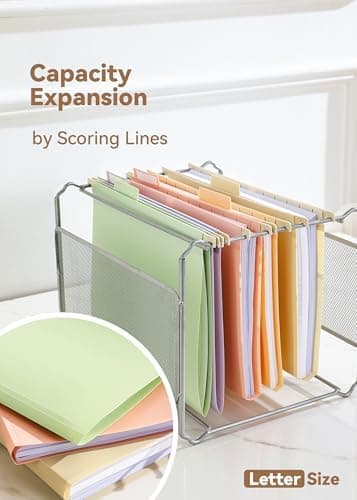 Plastic Hanging File Folders Letter Size, 12 Pack Pastel Hanging Folders, with Insertable 1/5-Cut Tabs for Filing Cabinets - Image 3