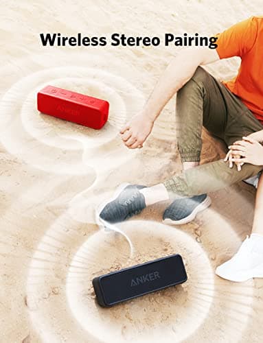 Anker Soundcore 2 Portable Bluetooth Speaker with Stereo Sound, Bluetooth 5, Bassup, IPX7 Waterproof, 24-Hour Playtime, Wireless Stereo Pairing, Speaker for Home, Outdoors, Travel - Image 2