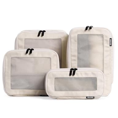 Aerotrunk Compression Packing Cubes for Travel - Luggage Organizer Bags - Double Zipper Packing Cubes for Suitcases (4-Pack, Beige) - Image 1