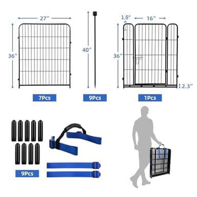ADAVIN Metal Garden Fence with Gate, 36 in(H) 8 Panels Heavy Duty Iron Animal Barrier Fence, Indoor or Outdoor Dog Playpen, Camping Fence, No Dig Garden Border Fencing for Yard. Total 17.7 FT(L) - Image 3