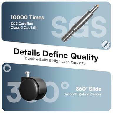 SUPERJARE Drafting Chair with Back, Adjustable Foot Rest Rolling Stool, Multi-Purpose Office Desk Chair, Thick Seat Cushion for Home Bar Kitchen Shop - White - Image 9